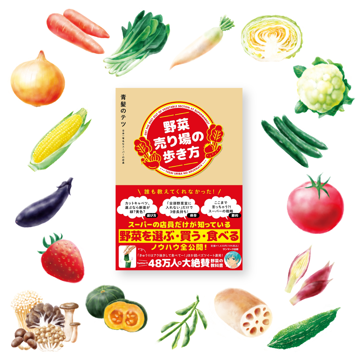 『野菜売り場の歩き方』食べ物・水彩風 | フードイラストレーター わたなべみきこ