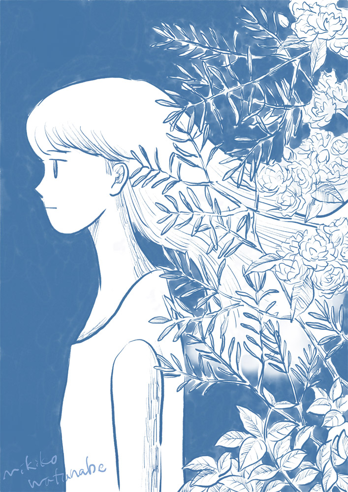 女の子と植物